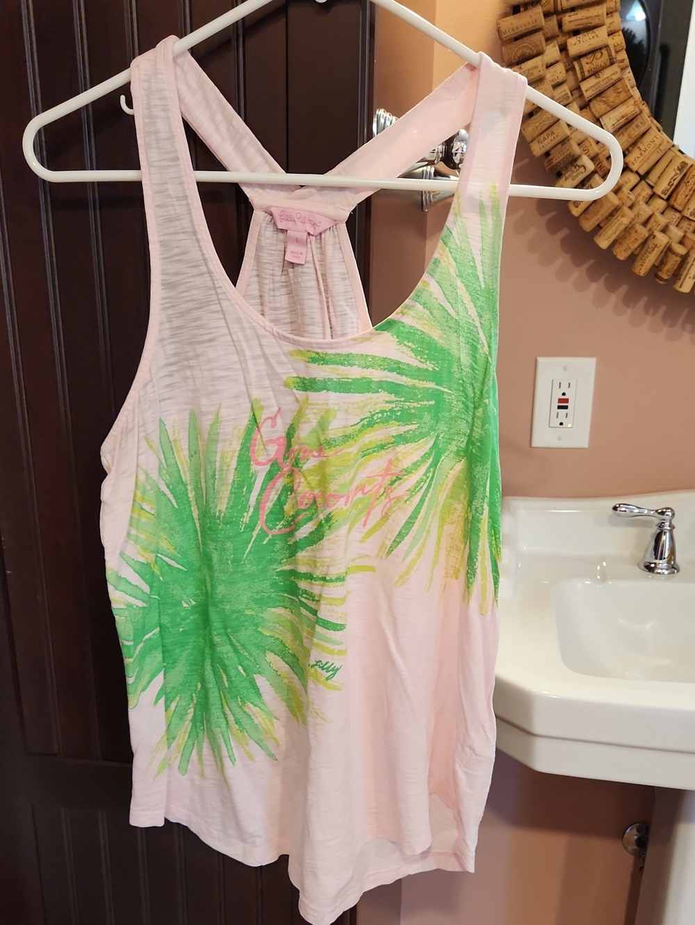 Lilly Pulitzer Light Pink Palm-Accent Racerback Tank